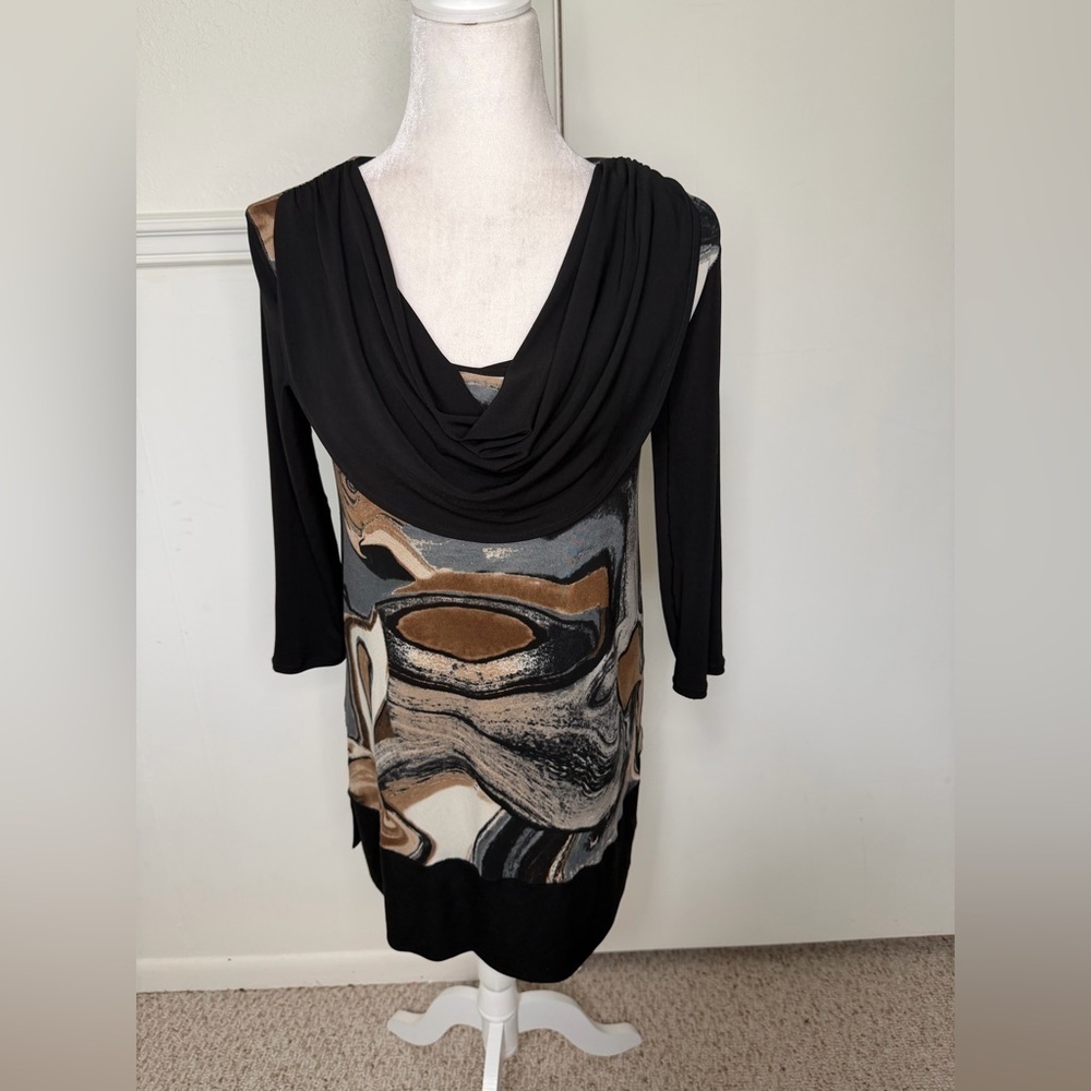 Eva Varro Black and Brown Cowl Neck top size S